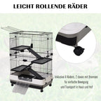 Four-Tier Small Animal Cage, for Bunnies, Ferrets, Chinchillas w/ Wheels, Tray - Black