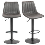 2er-Set Barhocker im Retrodesign, inkl. Fußstütze, höhenverstellbar, Gaslift, Dunkelgrau