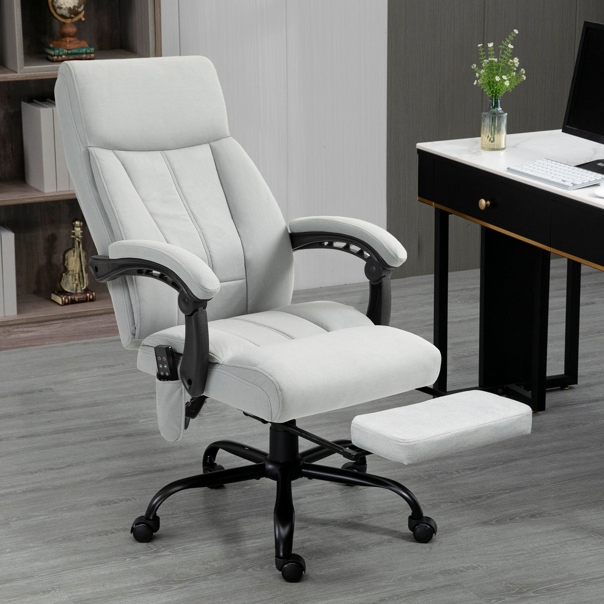 B¨¹rostuhl mit Massagefunktion & Heizfunktion, Fu?st¨¹tze, bis 120 kg, Grau