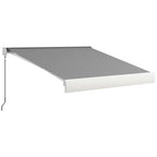 Markise, elektrisch/manuell ausfahrbar, Vollkassette, Fernbedienung, Aluminiumrahmen, 3 x 2,5 m, Hellgrau