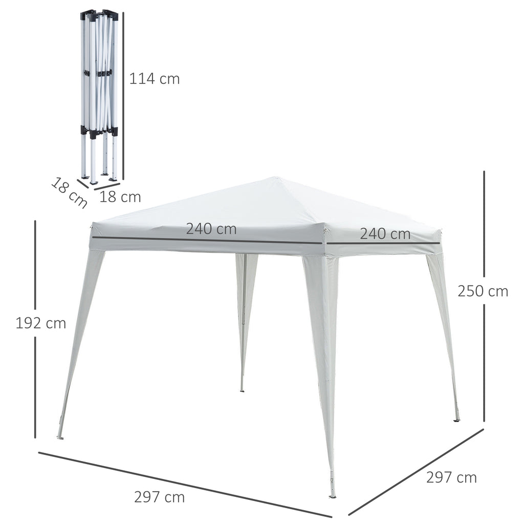  Faltpavillon 2,4x2,4m Pavillon Faltzelt mit UV-Schutz, Partyzelt inkl. Tragetasche für Garten, Balkon, Stahl Weiß