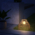 Gartenleuchte Solarleuchte Garten-Solarleuchte, PE-Rattan, Boho-Design, 31 cm x 31 cm x 32 cm, Gelb