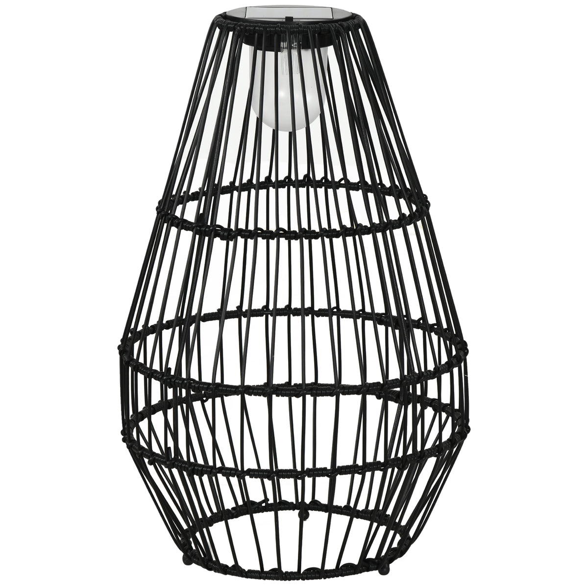 Außenleuchte, Gartenlampe, Solarbetrieb, 8h Leuchtdauer, Einschaltautomatik, Rattanoptik, 34 x 34 x 56 cm