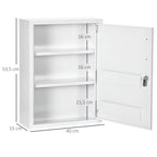 Medizinschrank, 3 F?cher, abschlie?bar, mit Rezeptfach, stabiles Stahlgeh?use, wei?, 40 x 15 x 53,5 cm