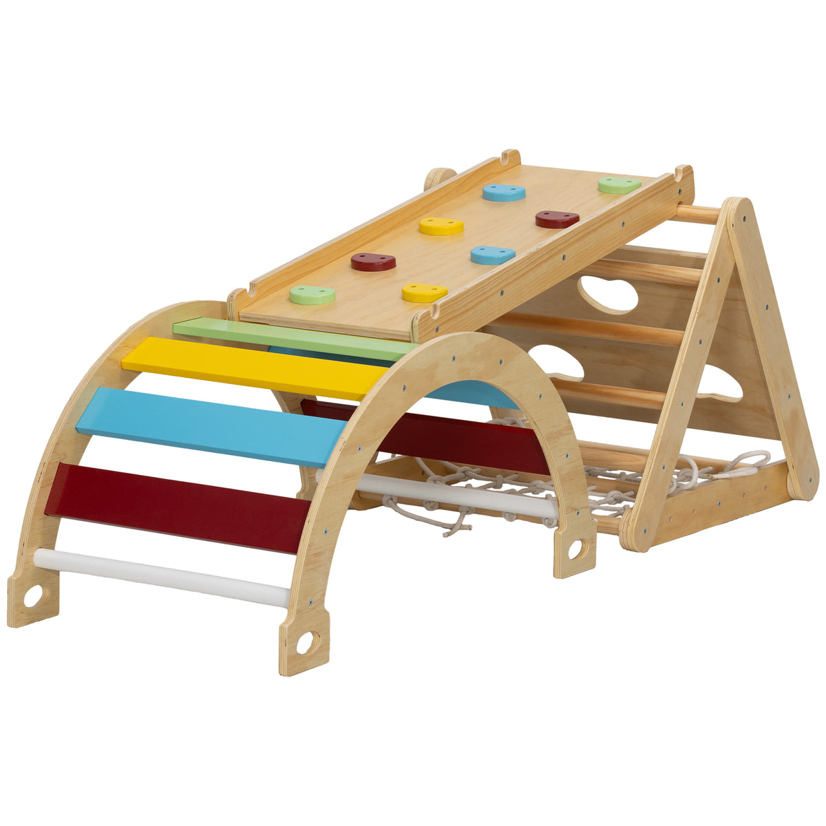 Kletterger¨¹st Indoor, 7 in 1 Kletterdreieck mit Rutsche, Kletterbogen, Mehrfarbig