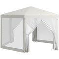 Gartenpavillon, 6-eckig, Netzvorhänge, Metallgestell, 3,94x3,412x2,5m, Creme
