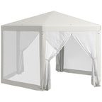 Gartenpavillon, 6-eckig, Netzvorhänge, Metallgestell, 3,94x3,412x2,5m, Creme