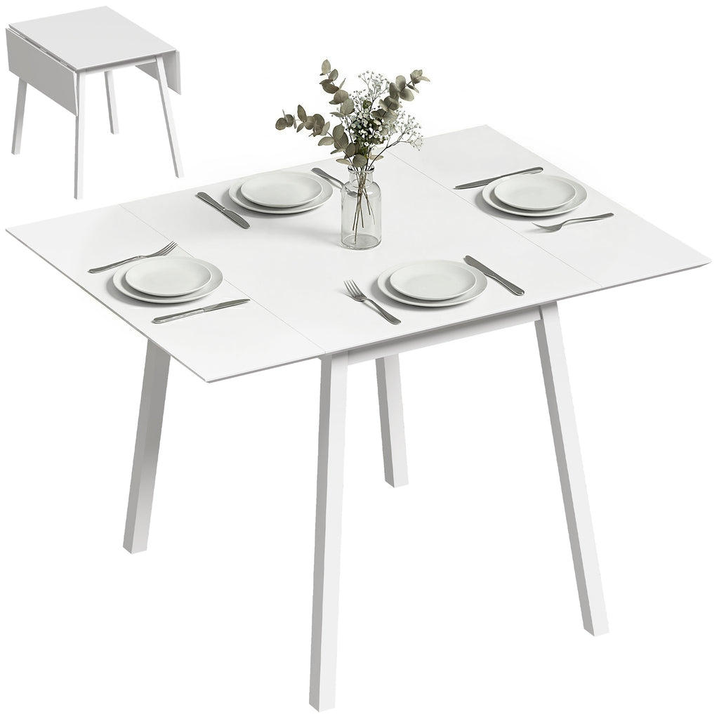Esstisch Klapptisch Küchentisch, 2 aufklappbare Flächen, 110 x 86 x 75 cm, Weiß