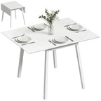 Esstisch Klapptisch Küchentisch, 2 aufklappbare Flächen, 110 x 86 x 75 cm, Weiß