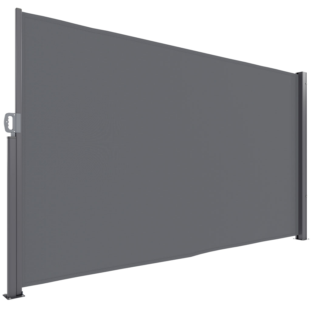 Seitenmarkise ausziehbar blickdicht Sichtschutz mit Wandhalterung Beschichtung 300x180cm Dunkelgrau