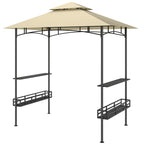 Grill-Zelt, BBQ-Zelt, Gartenpavillon mit 2 Regalen, Aufbewahrungskörbe, Haken, für Terrasse, Beige