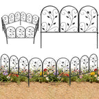 Gartenzaun Zaun aus Metall 80 x 60 cm Dekorativer Gitterzaun Set mit Fuß für Garten Blumenbeete Tierbarriere Schwarz