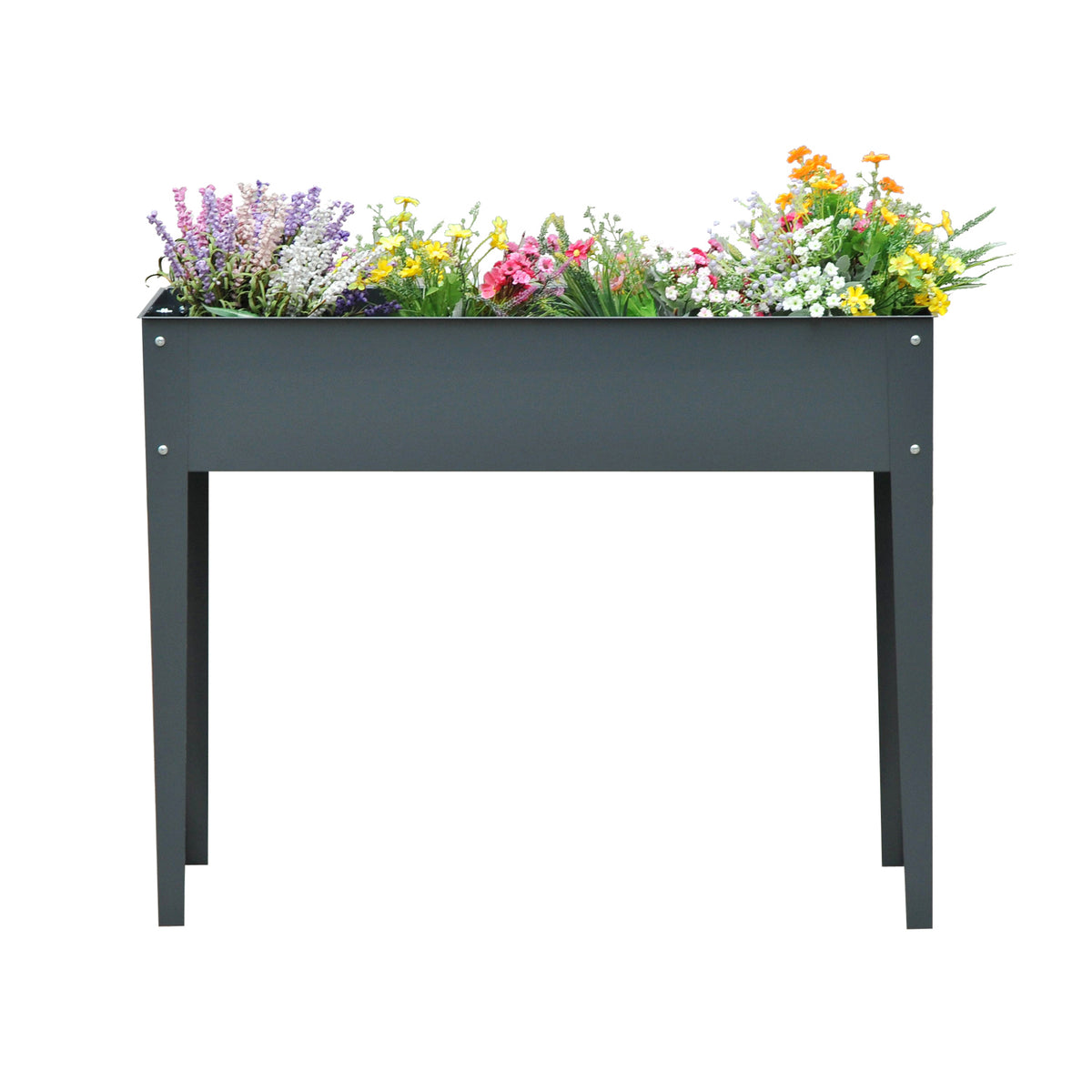 Flower Raised Bed Garden Metal Vegetable Planter Freestanding Herb Growing Box Green Basics Grow Table Planter (Dark Grey)