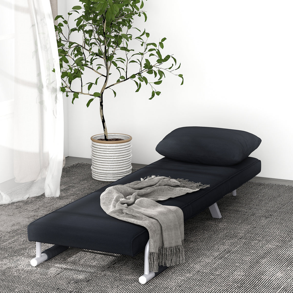 3-in-1 Schlafsofa, G?stebett, Sessel inklusive Kissen, Schwarz