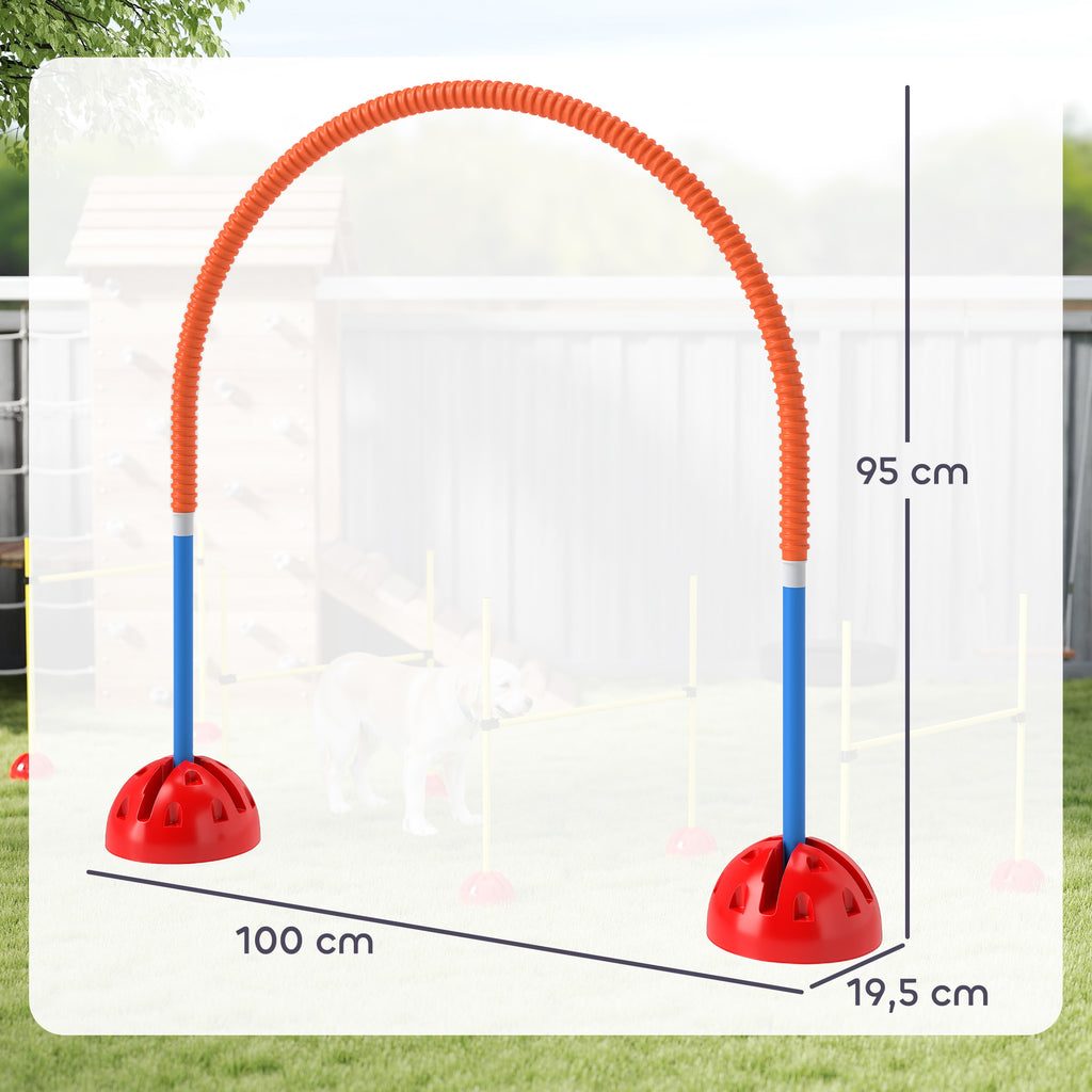 4-teiliges Hunde-Agility-Trainingsgerät mit 4 Türen in verstellbarer Breite, Tragetasche, für Garten, Blau
