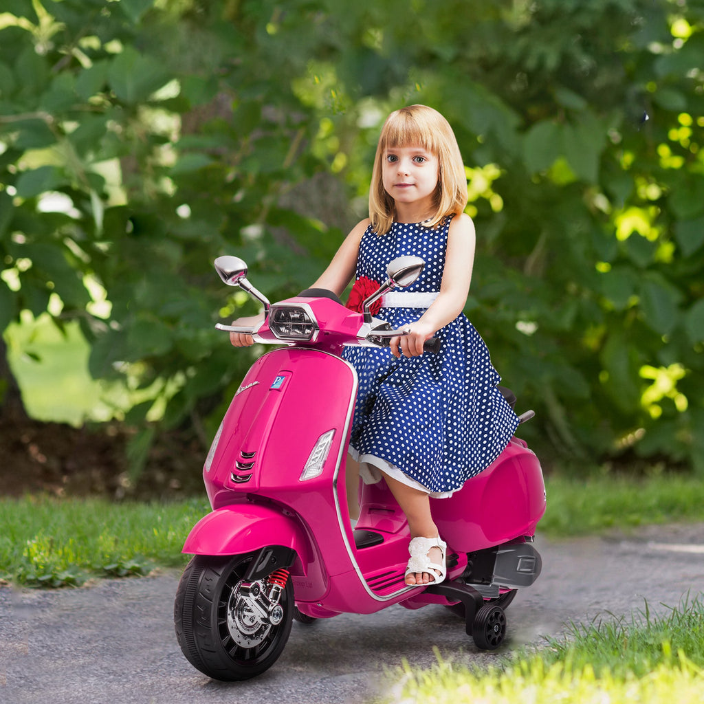Elektro-Kindermotorrad, Vespa, 3 km/h, 3-6 Jahre, Musik, Licht & Radio, Rosa