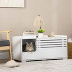  Katzenschrank mit 2 Regalen 2-in-1 Design Magnettür Weiß
