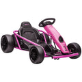 24 V Elektro Go-Kart für Kinder Bis 13 Km/h Gokart mit Drift-Funktion, Drift-Kart mit 2 Motoren für 8–12 Jahre Rosa
