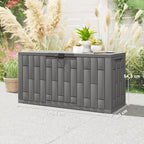 Gartenbox 227 Liter Wasserdicht Abschließbar UV-beständig Auflagenbox mit Holzoptik für Garten 106,5x43x54,5cm Grau