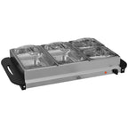 2-in-1 Buffetwärmer 6,8L Warmhalteplatte 300 Watt Edelstahl Speisewärmer Silber