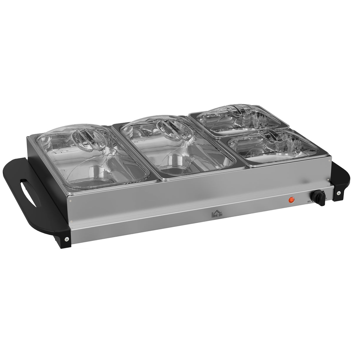 2-in-1 Buffetwärmer 6,8L Warmhalteplatte 300 Watt Edelstahl Speisewärmer Silber