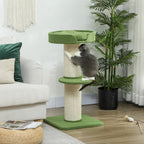 Katzenbaum 91cm Spielbaum mit Katzenbett, Plattform Lammwolle Grün