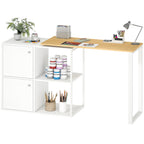 Schreibtisch L-f?rmig, 360¡ã drehbarer Eckschreibtisch mit 2 Lagerschr?nken, 2 offenen Regalen, Computertisch f¨¹r kleine R?ume, Arbeitszimmer, Wohnzimmer, 150x40x75 cm, Wei?