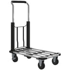 Faltbarer Handwagen, 150 kg Belastbarkeit, erweiterbare Fl?che, h?henverstellbarer Griff, f¨¹r Kisten, Metall, Schwarz