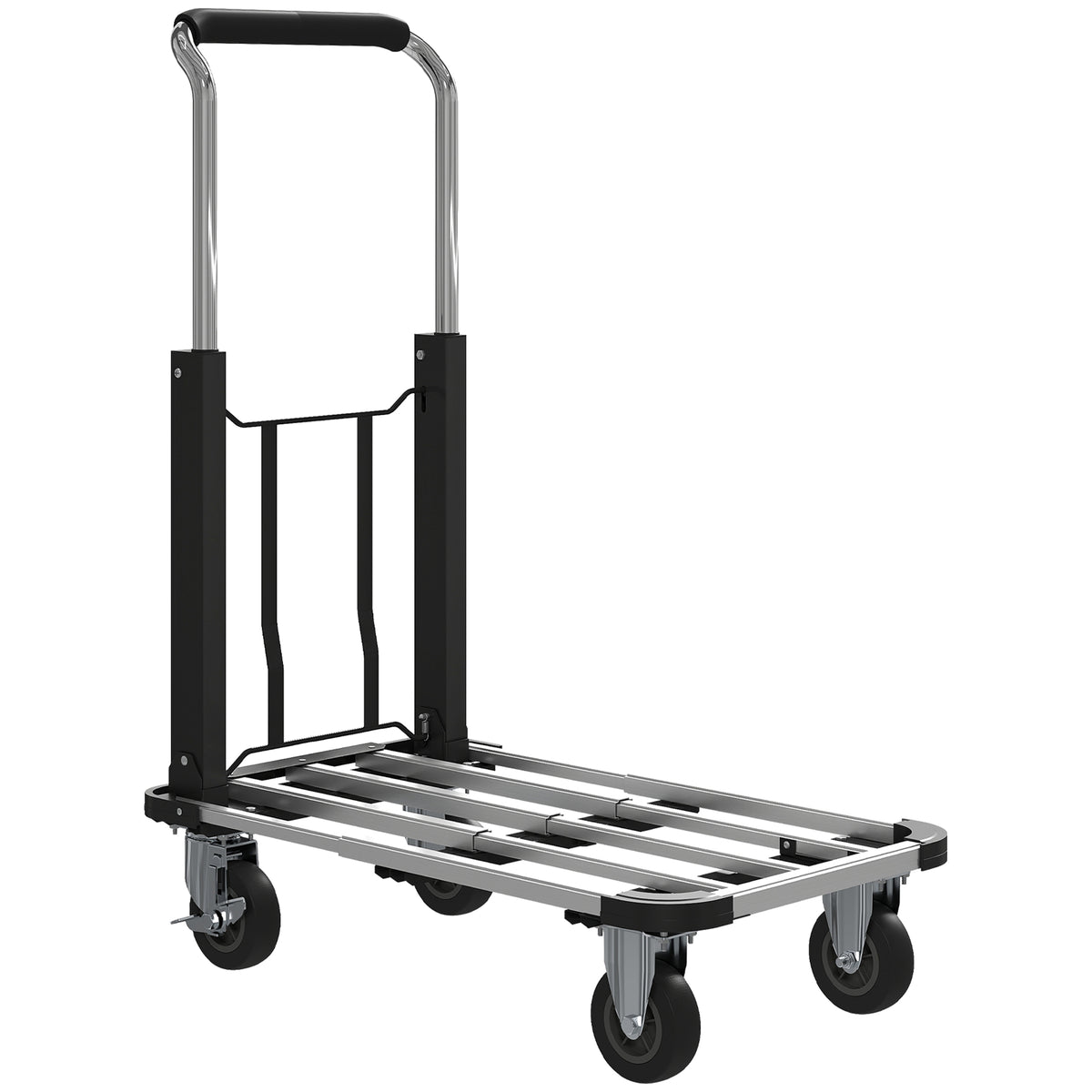 Faltbarer Handwagen, 150 kg Belastbarkeit, erweiterbare Fl?che, h?henverstellbarer Griff, f¨¹r Kisten, Metall, Schwarz