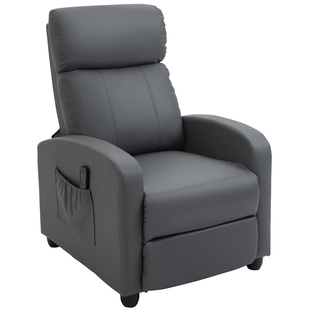 Relaxsessel Fernsehsessel mit Vibrationsmassage, Liegefunktion, 2 Massagepunkte, Fernbedienung, 68 x 88 x 98 cm Grau