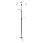 Vogelfutterstation, Outdoor-Futterspender, 4 Haken, Stahl, Schwarz