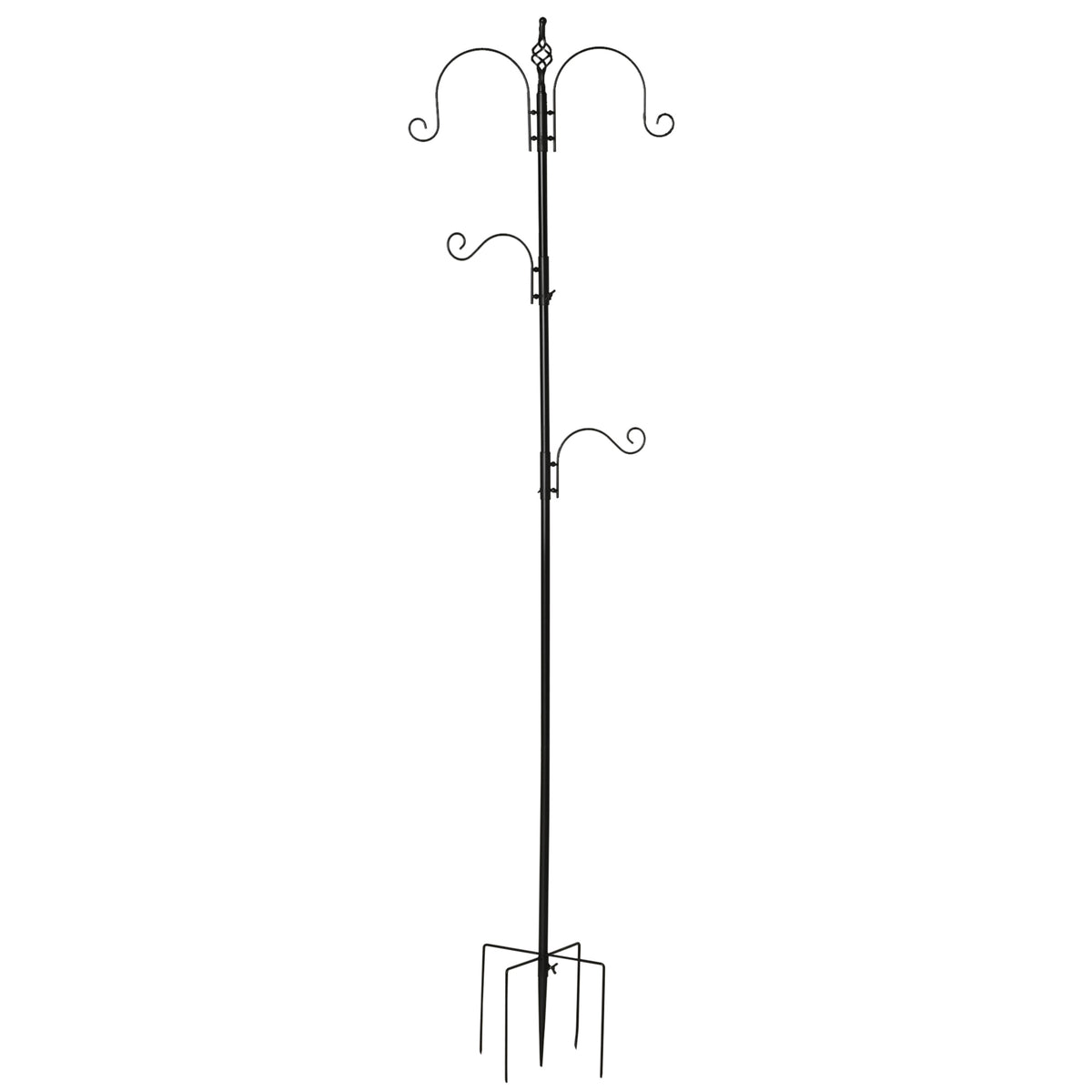 Vogelfutterstation, Outdoor-Futterspender, 4 Haken, Stahl, Schwarz