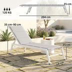 Sonnenliege Atmungsaktive Gartenliege mit 6-fach Verstellbar Rückenlehne Aluminiumrahmen Hellgrau