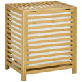 Wäschekorb aus Bambus, herausnehmbarer Wäschesack, wasserbeständig, Natur + Beige