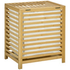 Wäschekorb aus Bambus, herausnehmbarer Wäschesack, wasserbeständig, Natur + Beige
