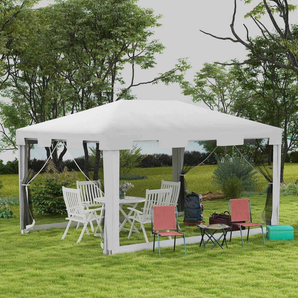 4 x 3 m Party Tent Wedding Gazebo Outdoor Waterproof PE Canopy Shade with Panel