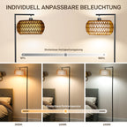 LED Stehlampe mit Doppelschirm, dimmbare Stehleuchte mit 3 Farbtemperaturen für Wohnzimmer, Schlafzimmer, Büro, Schwarz