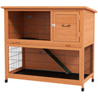 Kleintierstall Kleintierhaus Nagerstall, wetterbest?ndig, 2 Bodenwannen, 123 x 63 x 112 cm, Orange