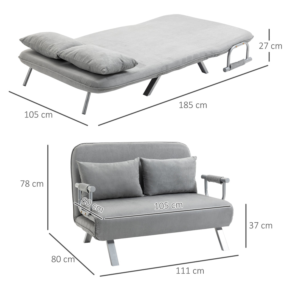 Schlafsofa, Doppelsofa, G?stebett, inklusive 2 Kissen, Grau