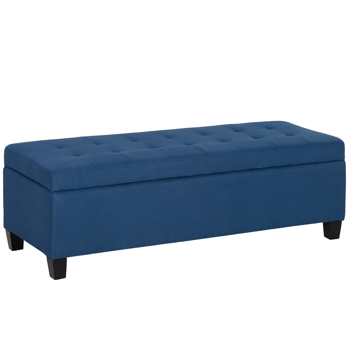 Sitzbank mit Stauraum, Ottomane, Flurbank, Knopfheftung,125,1 cm x 48,9 cm x 41,3 cm, Blau