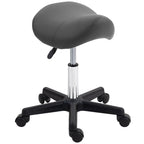 Saddle Stool, PU Leather Adjustable Rolling Salon Chair with Steel Frame for Massage, Spa, Beauty and Tattoo, Grey