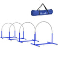 Agility-Set für Hunde, Hundetraining, 4 Bögen, für Einsteiger, mit Tragetasche, blau+weiß, 88 x 64 x 95cm