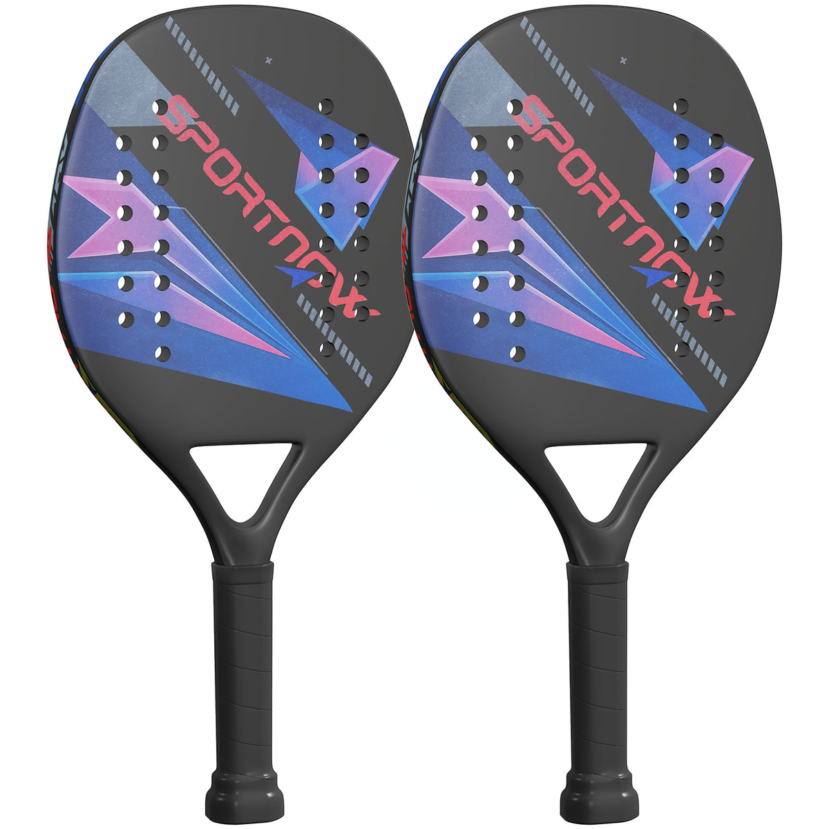  Beach-Tennisschläger-Set, rutschfester Griff, Kohlefaser, Schwarz