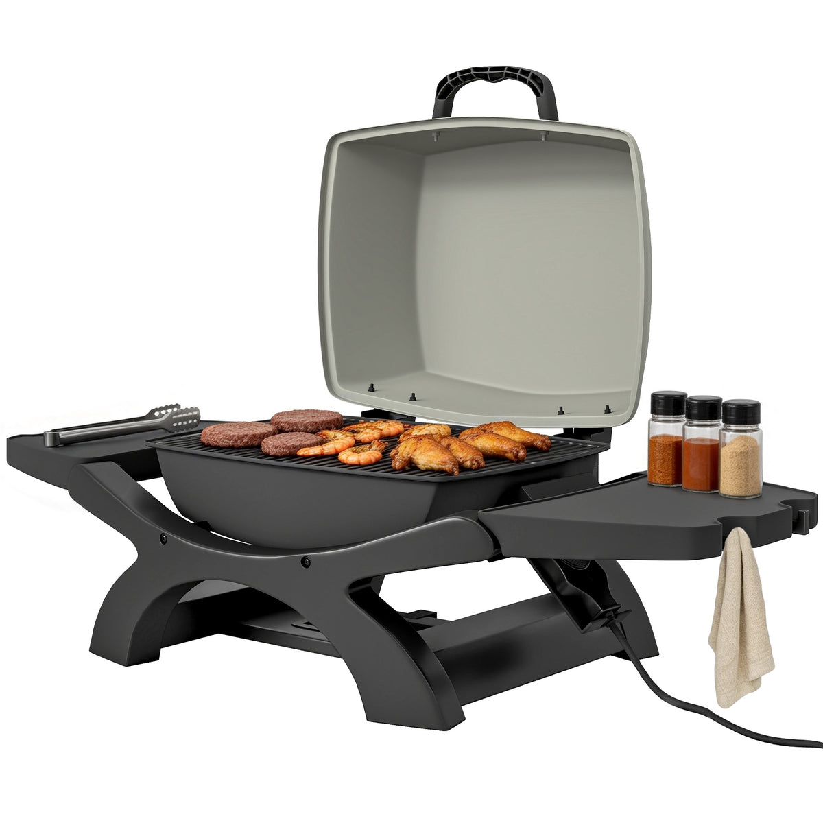 Tischgrill Elektrisch 2300W 23x71 cm tragbar Elektrogrill mit Antihaftbeschichtete Grillrosten Fettauffangschale