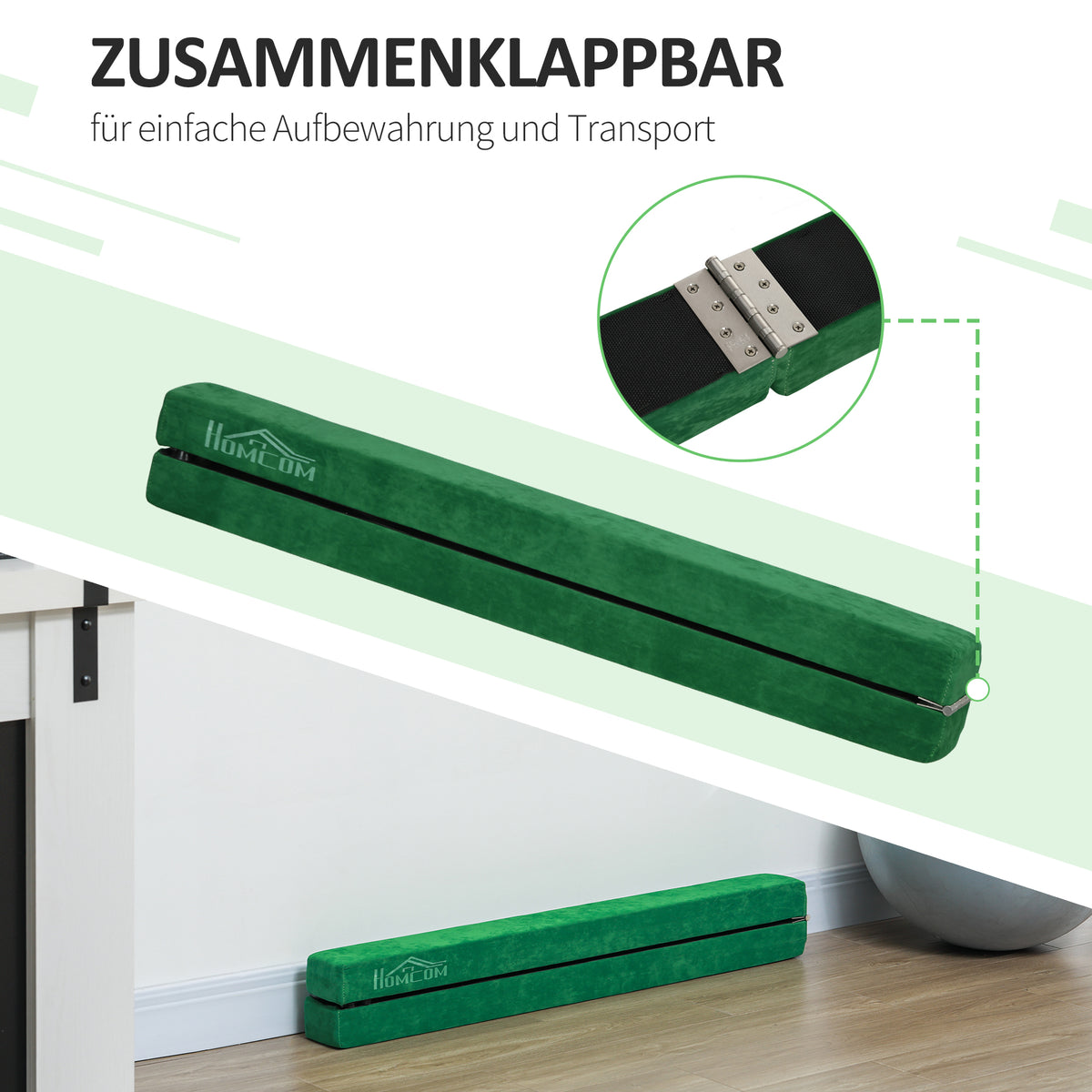 Schwebebalken 210cm Faltbar Gymnastik für Kinder, Erwachsene Grün