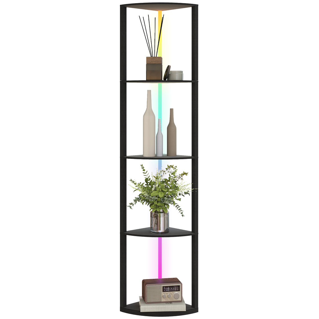 LED Stehlampe 5-stufige dimmbar Stehleuchte mit Regal, RGB Farbwechsel, Fernbedienung