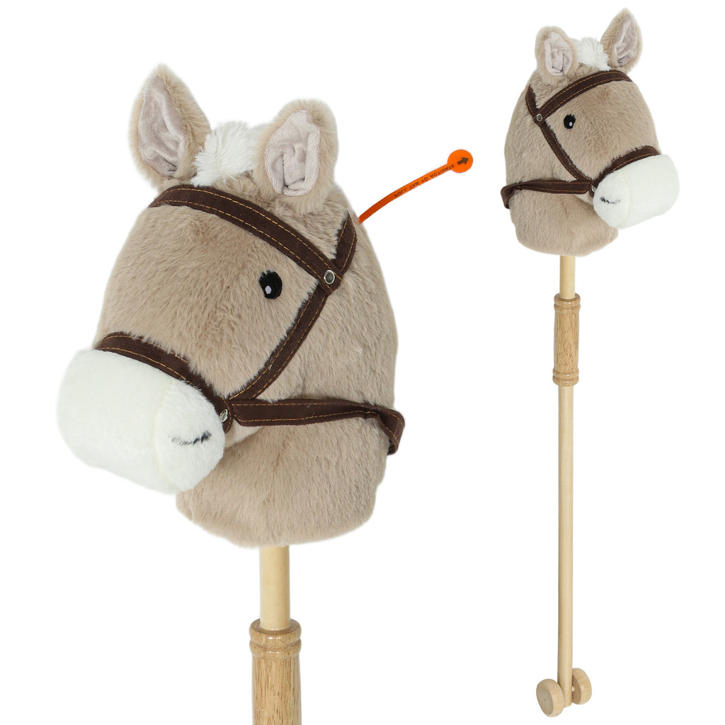 Steckenpferd Kinder Steckenpferde mit Sound, Rolle, Stockpferd zum Reiten f¨¹r Kinder 24+ Monate, Grau