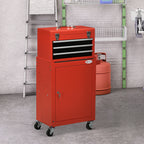 2-in-1 Werkzeugwagen, mobil, 3 Schubladen, Werkzeugtafel, Stahlgeh?use, 46L x 28B x 94H cm, Rot