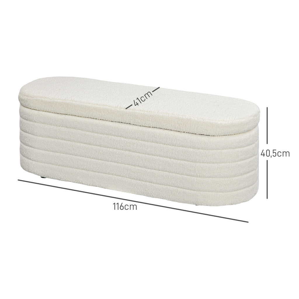 Bettbank, Stauraum, Teddy-Fleece, 116x41x40,5cm, Cremewei?