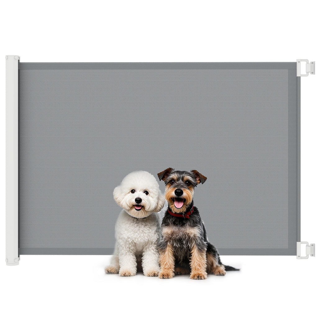 Retractable Pet Safety Gate, Folding Dog Barrier, Grey